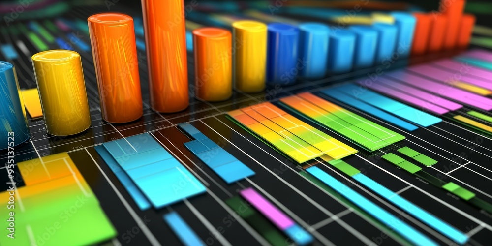 Aufkleber Financial presentation on expense tracking with colorful charts and detailed analysis engaging and informative layout