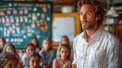 Engaging Math Lesson with Teacher and Students at Digital Whiteboard