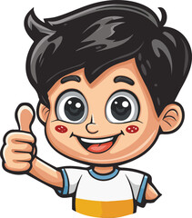 Happy Cartoon Boy Thumbs Up Gesture Smiling Child Character Illustration Isolated Positive Approval Agreement Success Like Okay Good Job Excellent Well Done Fantastic Perfect Great Awesome Amazing
