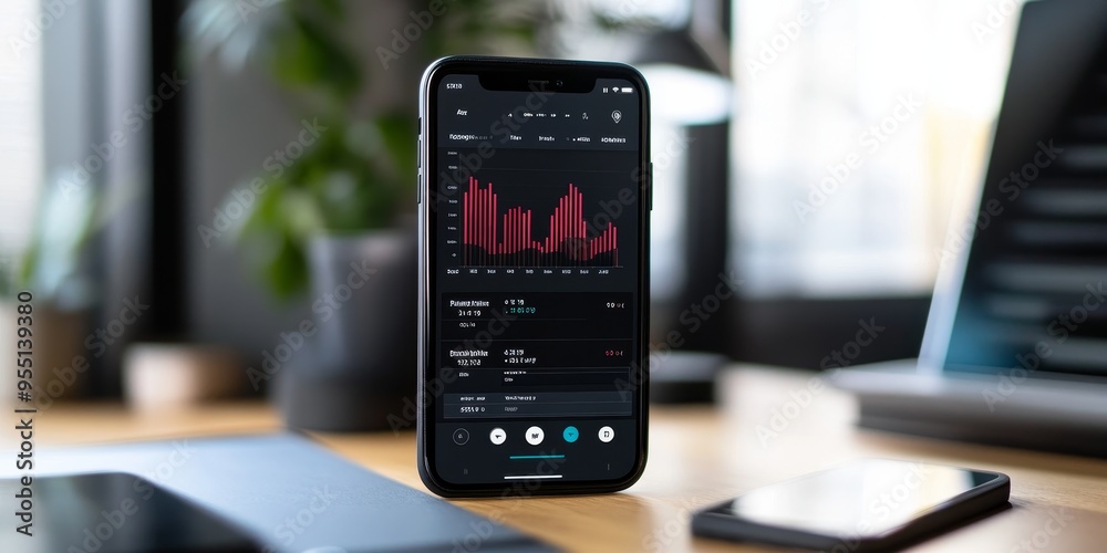 Poster Personal finance app displaying retirement savings progress with clear visualizations and performance metrics modern interface
