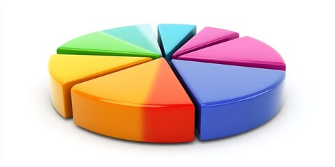 Obraz premium Colorful pie chart displaying market segmentation by region clear divisions and percentage labels professional finance presentation