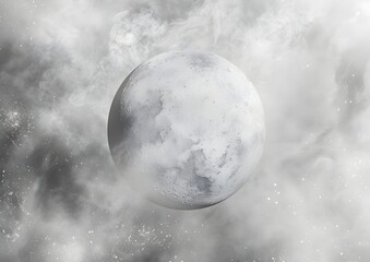 Fototapeta premium Ethereal Spherical Mist and Sparks in Monochrome Gradient Atmosphere