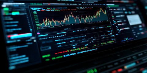 Obraz premium Investor managing a diversified portfolio with detailed visualizations of performance and risk professional interface