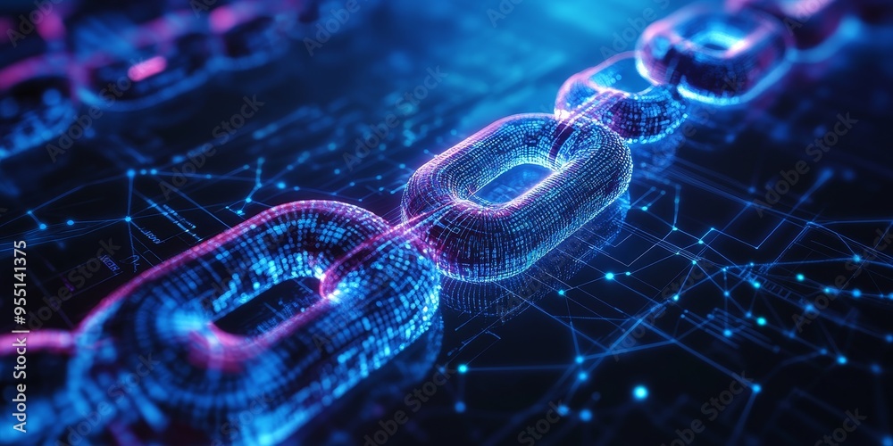 Poster Illustration of blockchain integration in financial systems highlighting transparency and security features innovative fintech approach