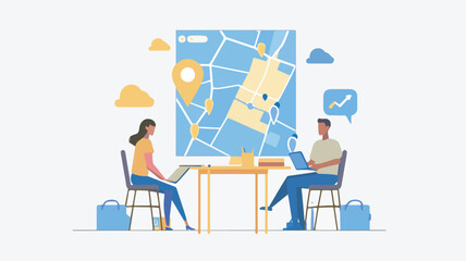 Business team analyzing location data for marketing strategy location based marketing analytics mobile marketing campaign digital strategy geographic targeting location intelligence route