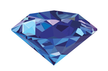 Blue brilliant diamond crystal ruby ​​bright vector gemstone rhomboid shape glitter and sparkle isolated on white background for jewelry advertising website poster