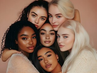 Obraz premium Multiracial Women Embracing Their Unique Beauty and Diversity