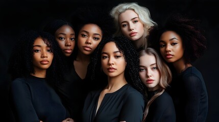 Fototapeta premium Multiethnic Women Posing Together in Studio Concept of Body Positivity and Self Acceptance