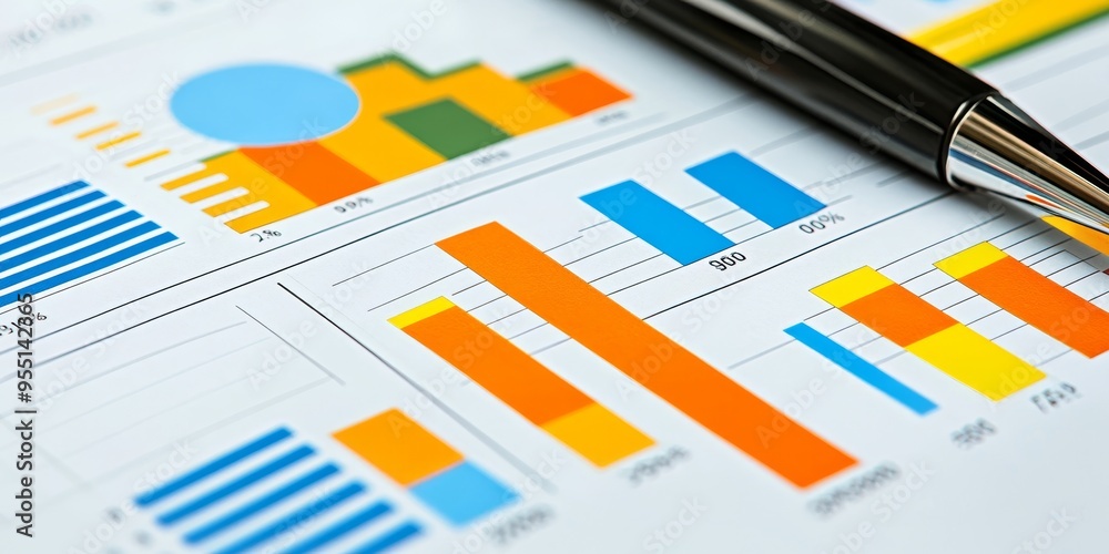 Poster financial presentation on personal finance management with colorful charts and detailed analysis eng
