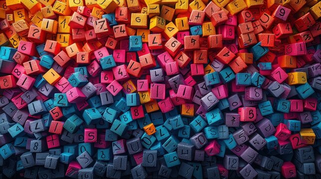 letters and numbers, colorful background, illustration, wallpaper