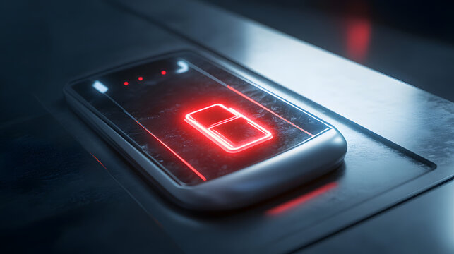 Futuristic digital lock on advanced device with glowing red light indicating access denied, symbolizing technology restrictions and security measures