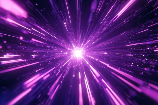 Purple neon light streaks spreading from the center suggest themes of technology, big data, and bots