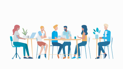 Diverse Team Casual Meeting Teamwork Collaboration Coworking Space Office Business People Communication Collaboration Brainstorming Ideas DiscussionIllustration Design Element