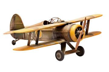 A vintage-style model plane with a weathered finish isolated on white background