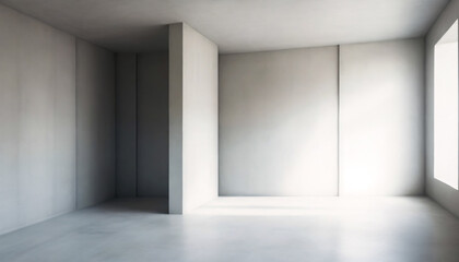 Cement blank interior illuminated by sunlight