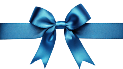 A vibrant blue ribbon tied in a beautiful bow, conveying a sense of celebration, joy, and anticipation. It's a classic symbol of gifts, special occasions, and the spirit of giving. 