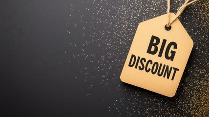 Promotional label showcasing a big discount on products, perfect for advertising sales and offers during shopping seasons.