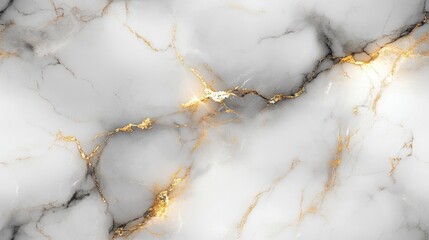 Seamless marble texture in light grey with gold veins, [Abstract Background Marble], [Modern and elegant]