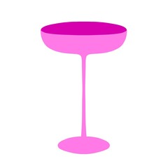A pink martini glass. Illustration in the flat style. Objects for invitation cards, brochures, advertisement	