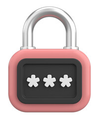 3D security icon. Secure password. 3D illustration.