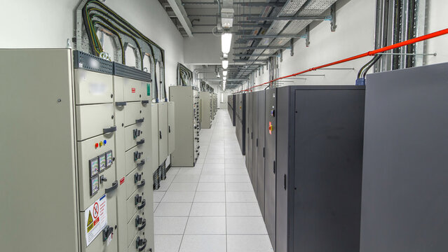room with rows of server hardware in data center timelapse hyperlapse