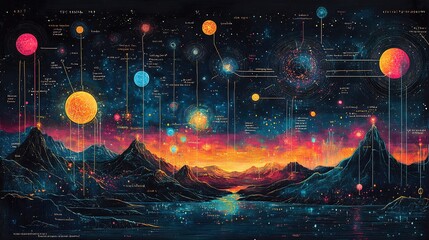 Illustrated mind map quantum gravity theories including string theory loop quantum gravity and emergent gravity