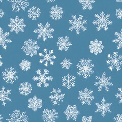 Seamless snowflake pattern on blue background
