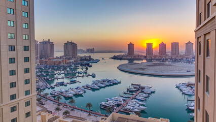 Sunset at the Pearl-Qatar timelapse from top.