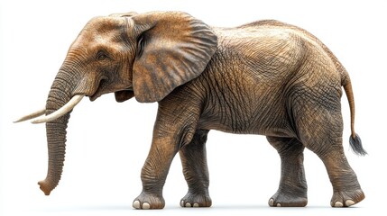 Fototapeta premium 3D-rendered clipart of an elephant lifting its trunk to reach a branch