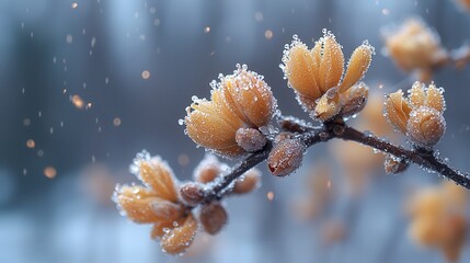 Transitional Beauty: Snowy Forest with Spring Buds Emerging