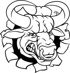 Bull Minotaur Longhorn Monster Cow Mascot Cartoon
