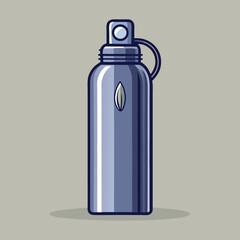 Illustrate a reusable water bottle made of stainless steel