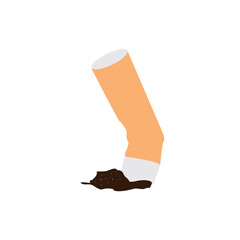 A crushed cigarette butt on the ground, unhealthy habits, a smoking concept