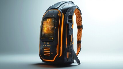 Naklejka premium Futuristic Backpack with Digital Interface.