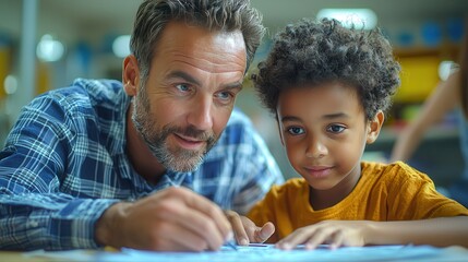 Dedicated Teacher Assisting Student with Challenging Math Problem - Learning and Education Concept