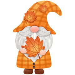 Autumn Gnome with Maple Leaf 