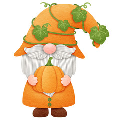 Autumn Gnome with Pumpkin 