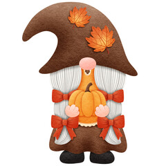 Autumn Gnome with Pumpkin 