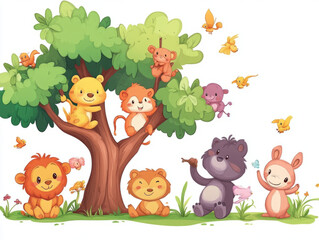 Obraz premium kids climbing trees