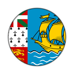 The flag of Saint Pierre and Miquelon. Flag icon. Standard color. Round flag. Computer illustration. Digital illustration. Vector illustration.