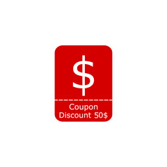 Discount sticker shape. Coupon star icon. Sale 50 percent promo banner color icon.