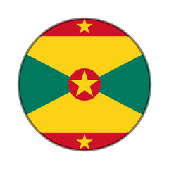 The flag of Grenada. Flag icon. Standard color. Round flag. Computer illustration. Digital illustration. Vector illustration.