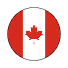 The flag of Canada. Flag icon. Standard color. Round flag. Computer illustration. Digital illustration. Vector illustration.