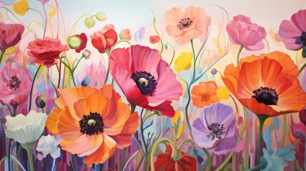 Art Painting Bright Poppies