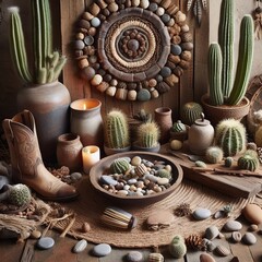 201 Southwestern Desert Earthy tones cacti and rustic elements c
