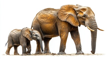 Fototapeta premium Clipart of a mother elephant and her calf