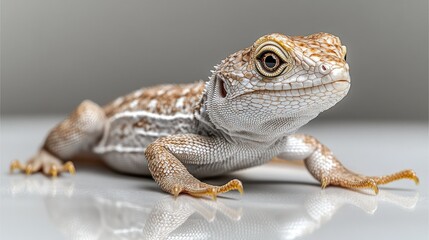 Fototapeta premium A lizard basks, showcasing its vibrant colors and unique texture in soft light