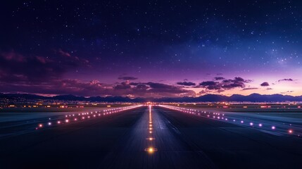 Night Runway Under a Starry Sky