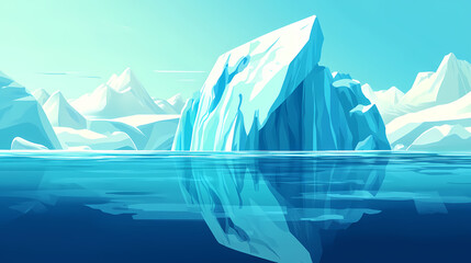 Cold blue iceberg and ice glacier in polar ocean as illustration. Glacier. Illustration