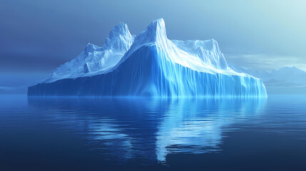 Cold blue iceberg and ice glacier in polar ocean as illustration. Glacier. Illustration